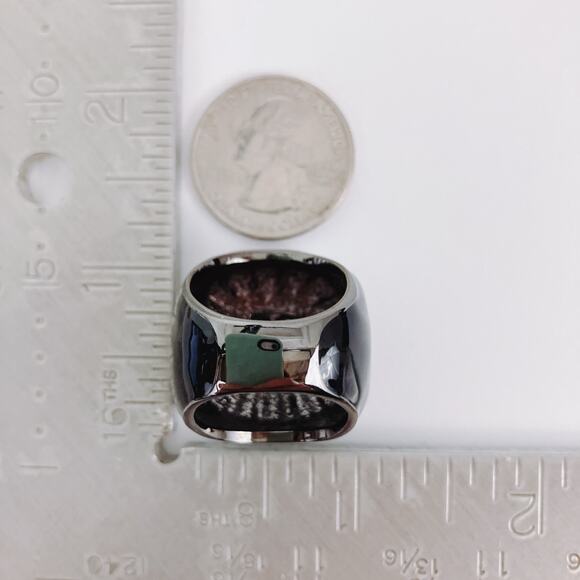 Y2K Princess Amanda Borghese Cocktail Ring Rainbow Rhinestones Gunmetal Size 7 - Picture 11 of 12